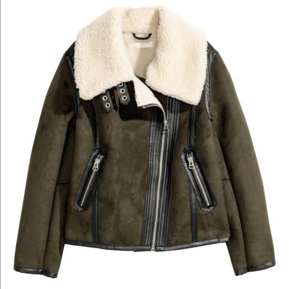 H&M Khaki green biker jacket - Picture 1 of 4